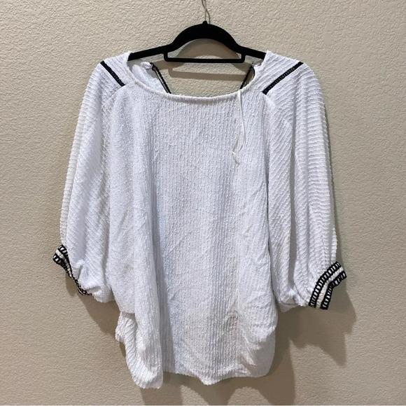 ZARA White Boho Blouse Cords Tassels Cotton Size Medium - Picture 9 of 9